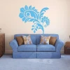 Painting template 02X 04 flower 1881 - Living room arrangement. Light-colored walls, blue sofa.