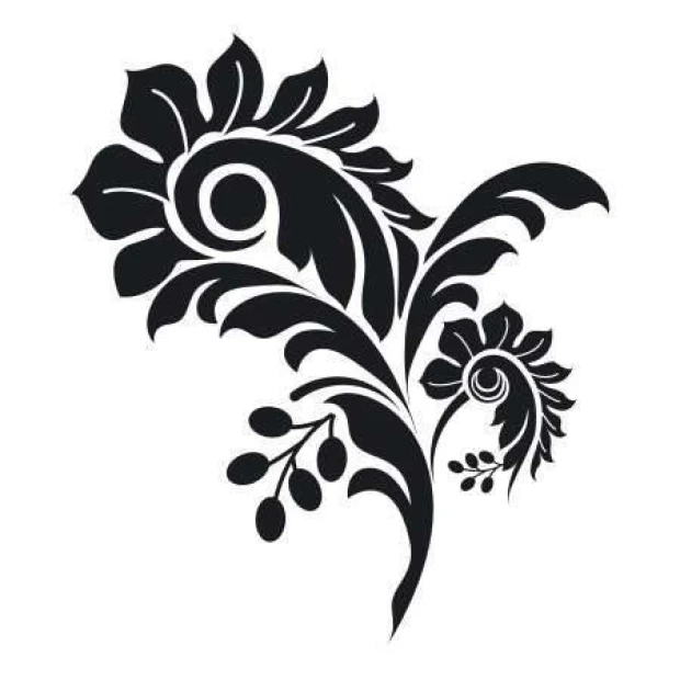 Painting template 02X 04 flower 1881 - Graphic design featuring large and small flowers and leaves.
