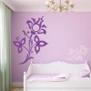 Painting template 02X 24 flowers 1884 - Bedroom arrangement with purple walls, light furniture, and curtains.