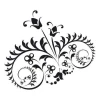 Floral sticker 03X 22 - Graphic design featuring flowers and spiral leaves.