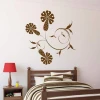 Floral sticker 03X 22 - Bedroom decor with light walls, dark wood bed, and bedside lamp.