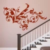 Floral sticker 03X 23 - hallway decor with light-colored wall and brown-toned stairs.
