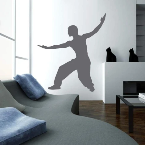 Sticker 03X 04 karate 1868 - Living room setup with gray walls and modern furniture.