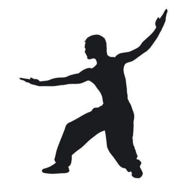 Sticker 03X 04 karate 1868 - Graphic design featuring a man\'s silhouette in a karate stance with outstretched arms.