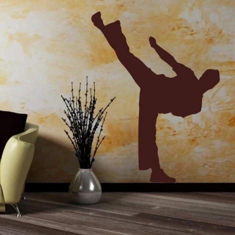 Sticker 03X 08 karate 1861 - Living room setup with beige walls, wooden floor, and modern furniture.