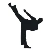 Sticker 03X 08 karate 1861 - Graphic design of a figure in motion performing a kick, black on a white background.