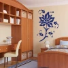 Sticker 03X 15 flower 1882 - Bedroom decor with light walls, wooden furniture, table, and desk.