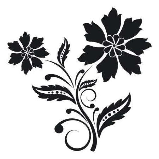 Sticker 03X 22 flower 1880 - Graphic design featuring two flowers with long stems and leaves in a vector style.