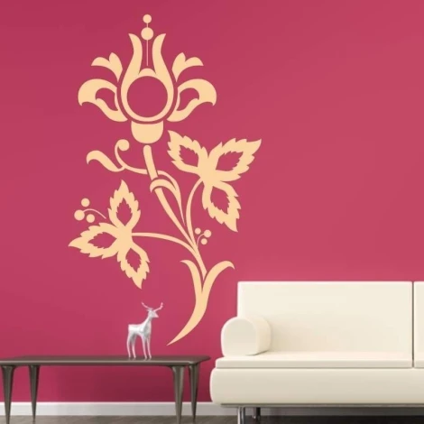 Sticker 03X 09 flower 1884 - Living room arrangement. Dark pink wall with a white sofa.