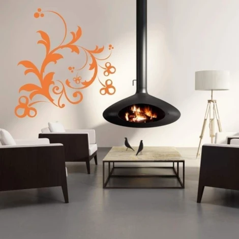 Sticker 03X 22 ornament 1878 - Living room setup with light walls and dark wood furniture.