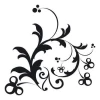 Sticker 03X 22 ornament 1878 - Graphic design. Black stylized leaves and flowers on a white background.