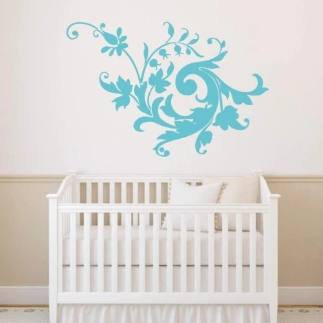 Sticker 03X 23 plant ornament 1870 - Decor in a child\'s room. Light-colored walls, white furniture.