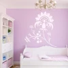Sticker 03X 04 plant ornament 1876 - Bedroom arrangement with purple walls, white furniture, and bedding.