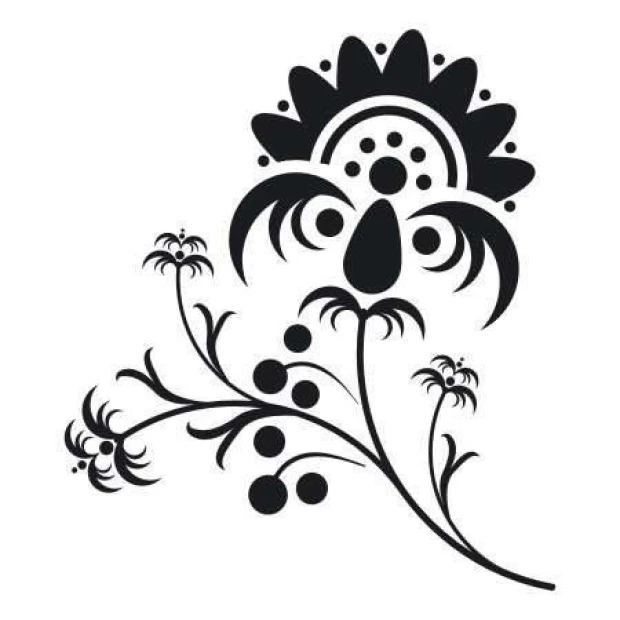 Sticker 03X 04 plant ornament 1876 - Graphic design featuring large flowers and small branches.