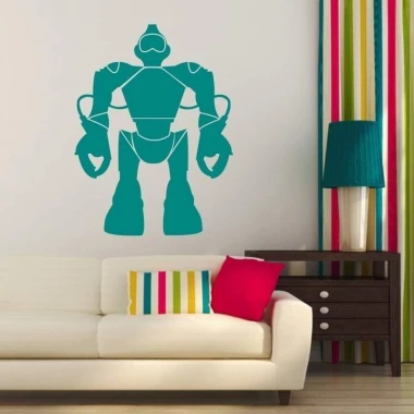 Sticker 03X 08 robot 1851 - Living room setup with light-colored walls and dark furniture.