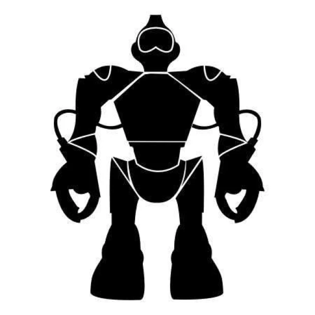 Sticker 03X 08 robot 1851 - Graphic design. Robot character with large arms and legs, black on a white background.