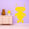 Robot sticker 03X 09 1847 - Decor in a children\'s room. Purple walls and light-colored furniture.