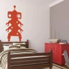 Robot sticker 03X 12 1848 - Bedroom decor with gray-beige walls and brown furniture.