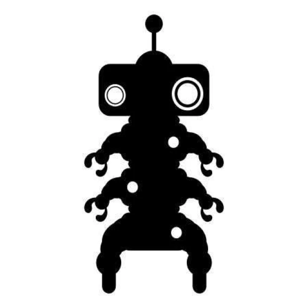 Sticker robot 03X 12 1848 - Graphic design. Rectangular robot with round eyes and arms.