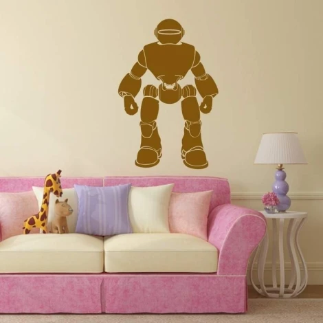 Sticker 03X 15 robot 1852 - Living room setup with light-colored walls and a pink sofa with cushions.