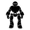 Sticker 03X 15 robot 1852 - Graphic design. Robot in black silhouette with large arms and legs.