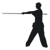 Sticker 03X 22 martial arts 1866 - Graphic design. Silhouette of a figure in a fighting stance with a stick.