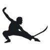 Sticker 03X pack of 20 martial arts 1854 - Graphic design. Character in dynamic pose with a black sword.