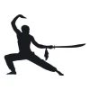 Sticker 03X 17 martial arts 1856 - Graphic design. Silhouette of a figure in a dynamic pose with a sword.