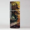 Autumn fridge wrap sticker P22 - Kitchen decor with light walls and wooden accents.