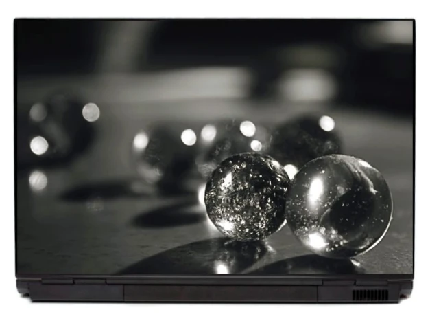 Laptop sticker P166 - Graphic design featuring spherical objects in shades of gray.