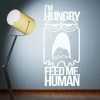 Painting template 02X 01 - I am hungry, feed me human 1911. Room arrangement with blue wall and floor lamp.