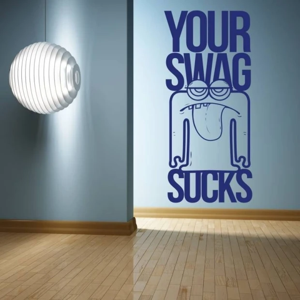 Painting template 02X 01 your swag sucks 1913 - Room arrangement with light walls and wooden floor, modern style.