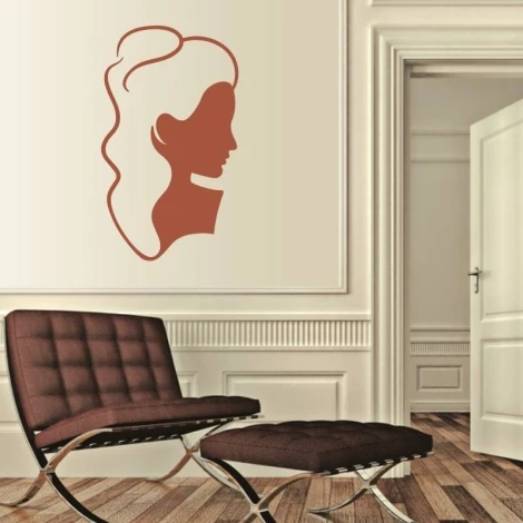 Painting template 02X 09 female profile 1906 - Living room arrangement. Light walls with classic elements.