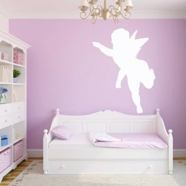 Painting template 02X 11 angel 1903 - Decor in a children\'s room. Purple walls, white furniture.