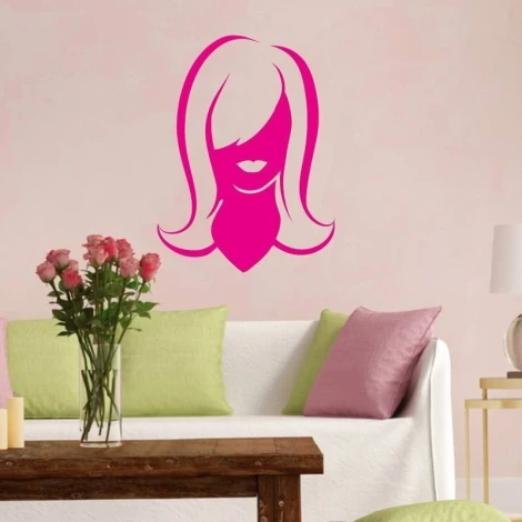 Painting template 02X 11 woman\'s face 1907 - Living room arrangement. Light-colored walls, muted furniture tones.
