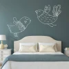 Painting template 02X 15 birds 1909 - Bedroom arrangement. Dark walls, bed with light bedding.