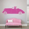 Painting template 02X 19 young couple 1900 - Living room arrangement. Light-colored walls, pink sofa.
