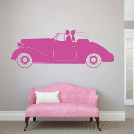 Painting template 02X 19 young couple 1900 - Living room arrangement. Light-colored walls, pink sofa.