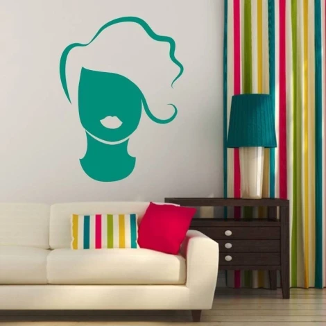 Painting template 02X 21 female face 1905 - Living room arrangement with light-colored walls and simple style furniture.