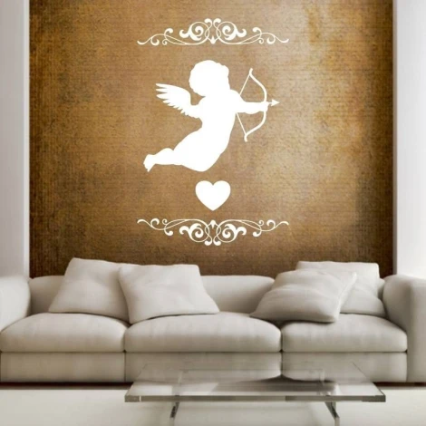 Painting template 02X 22 Cupid 1901 - Living room arrangement. Brown walls, modern furniture in light colors.