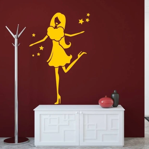 Painting template 02X 22 female silhouette 1904 - Living room arrangement. Dark red walls with white furniture.