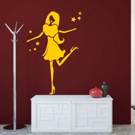 Painting template 02X 22 female silhouette 1904 - Living room arrangement. Dark red walls with white furniture.