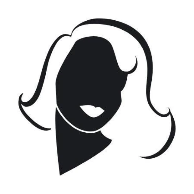 Painting template 02X 23 female face 1908 - Graphic design. Face shape with wavy hair and outlined lips.