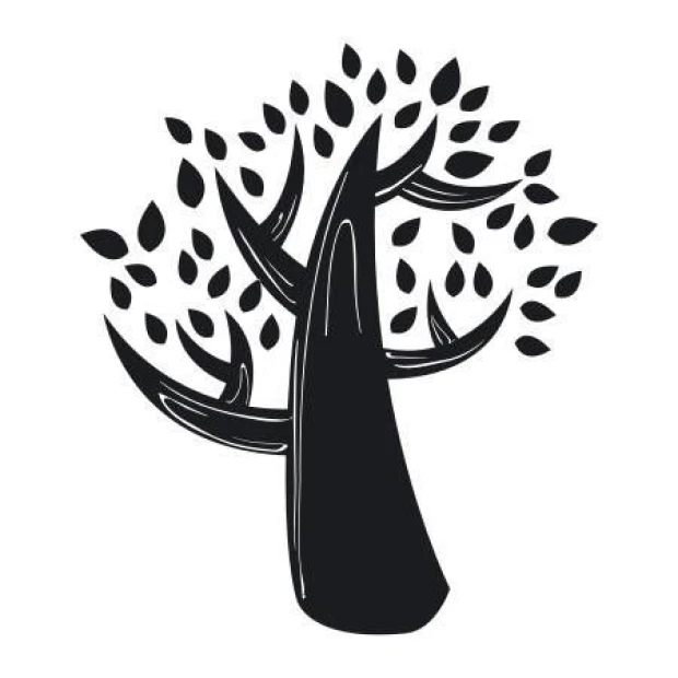Painting template 02X 04 tree 1930 - Graphic design. Tree shape with branches and leaves, featuring clear outlines.
