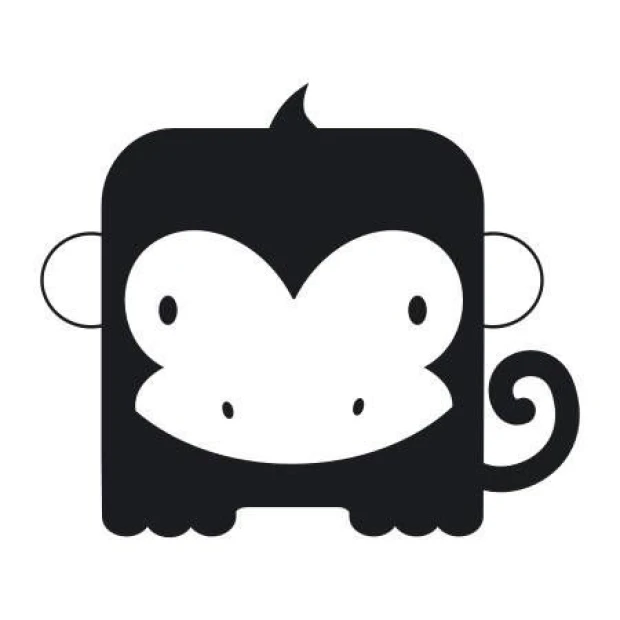 Painting template 02X 07 monkey 1924 - Graphic design featuring a monkey with a large head, round eyes, and a curly tail.
