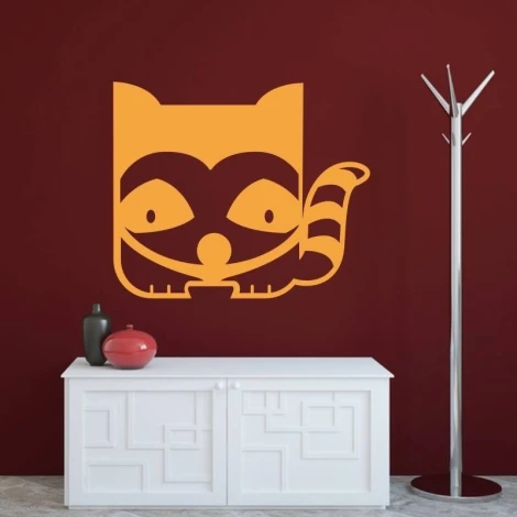 Painting template 02X 07 raccoon 1926 - Living room setup. Dark wall, minimalist furniture.