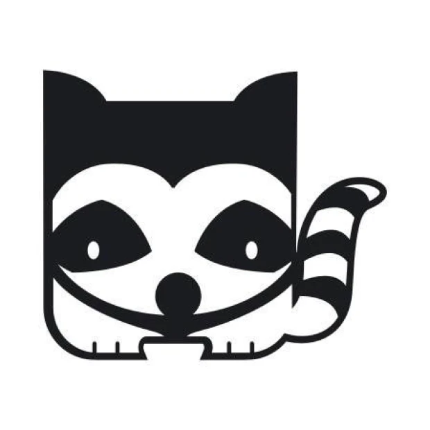 Painting template 02X 07 raccoon 1926 - Graphic design. Shape of a raccoon with distinct eyes, ears, and features.
