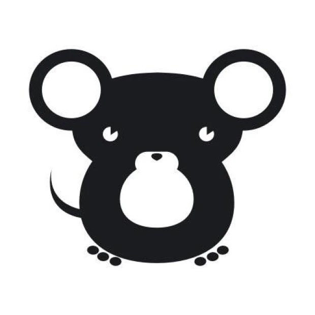 Painting template 02X 07 mouse 1929 - Graphic design. Mouse shape with large ears, round body, and small tail.