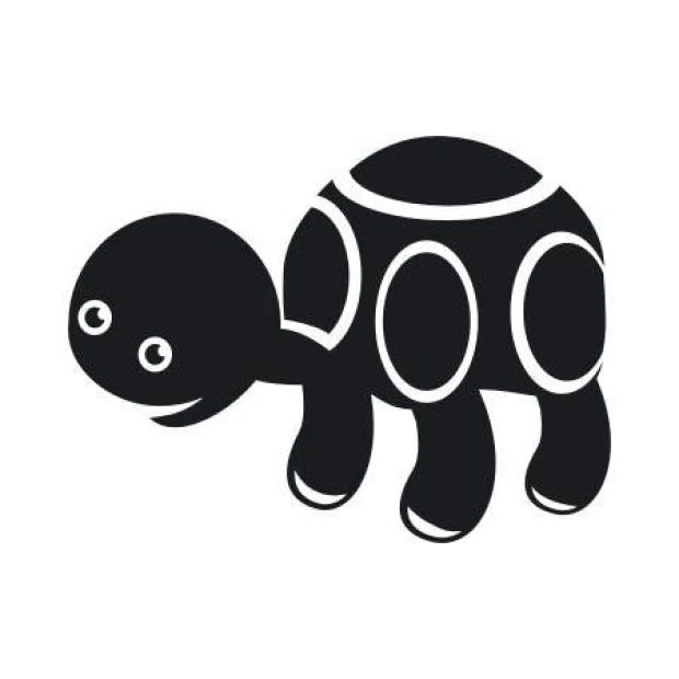 Painting template 02X 08 turtle 1916 - Graphic design featuring a turtle silhouette with a round shell and large eyes.