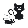 Painting template 02X 23 cat and mouse 1915 - Graphic design. Cat with large ears sits next to a mouse with a long tail.